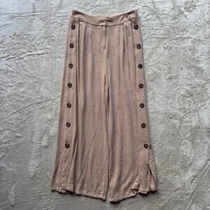 Sugar Lips High Waist Side Button Wide Leg Pants Women's Size M Linen Cotton